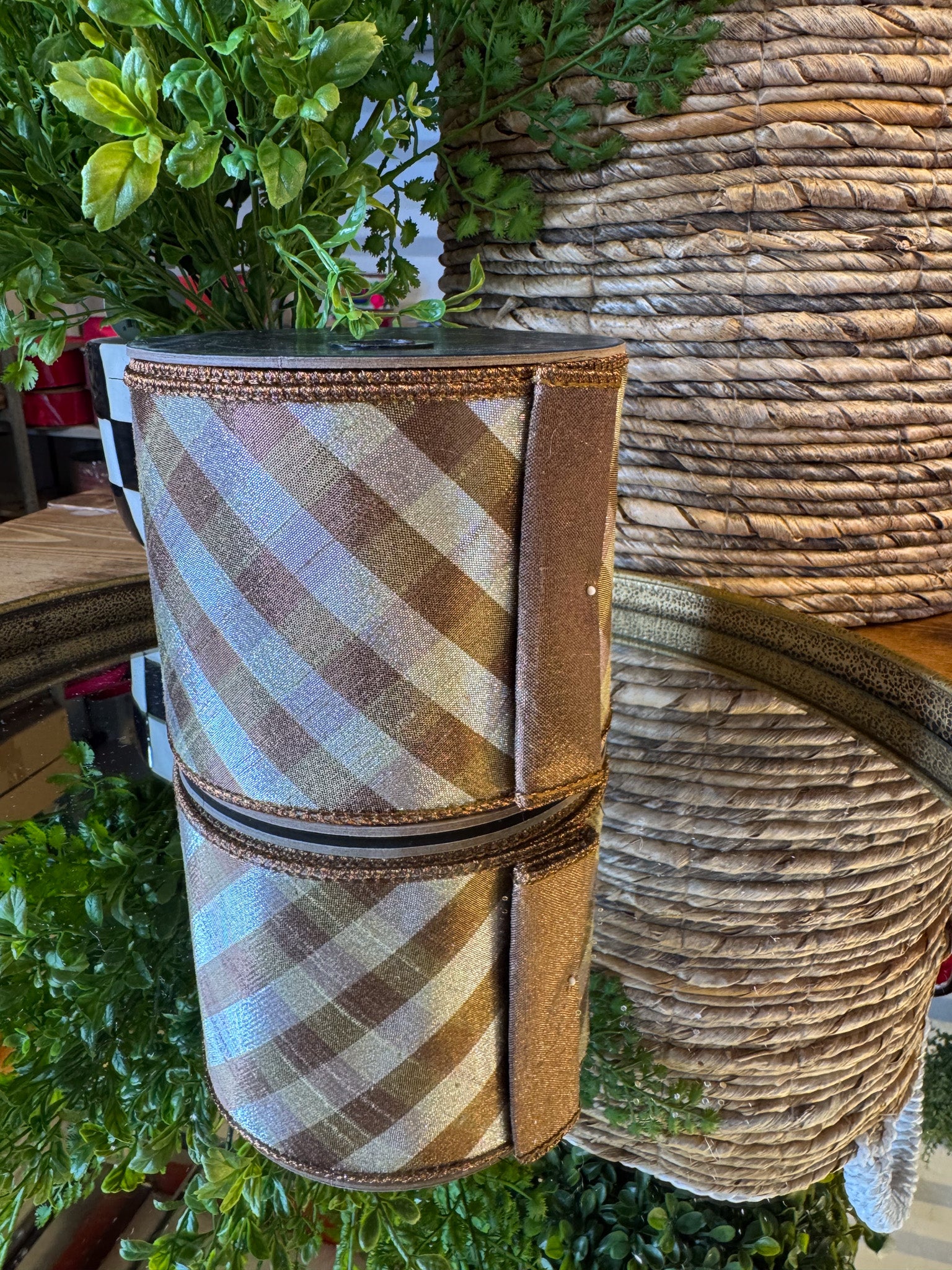 Metallic Diamond Check Ribbon