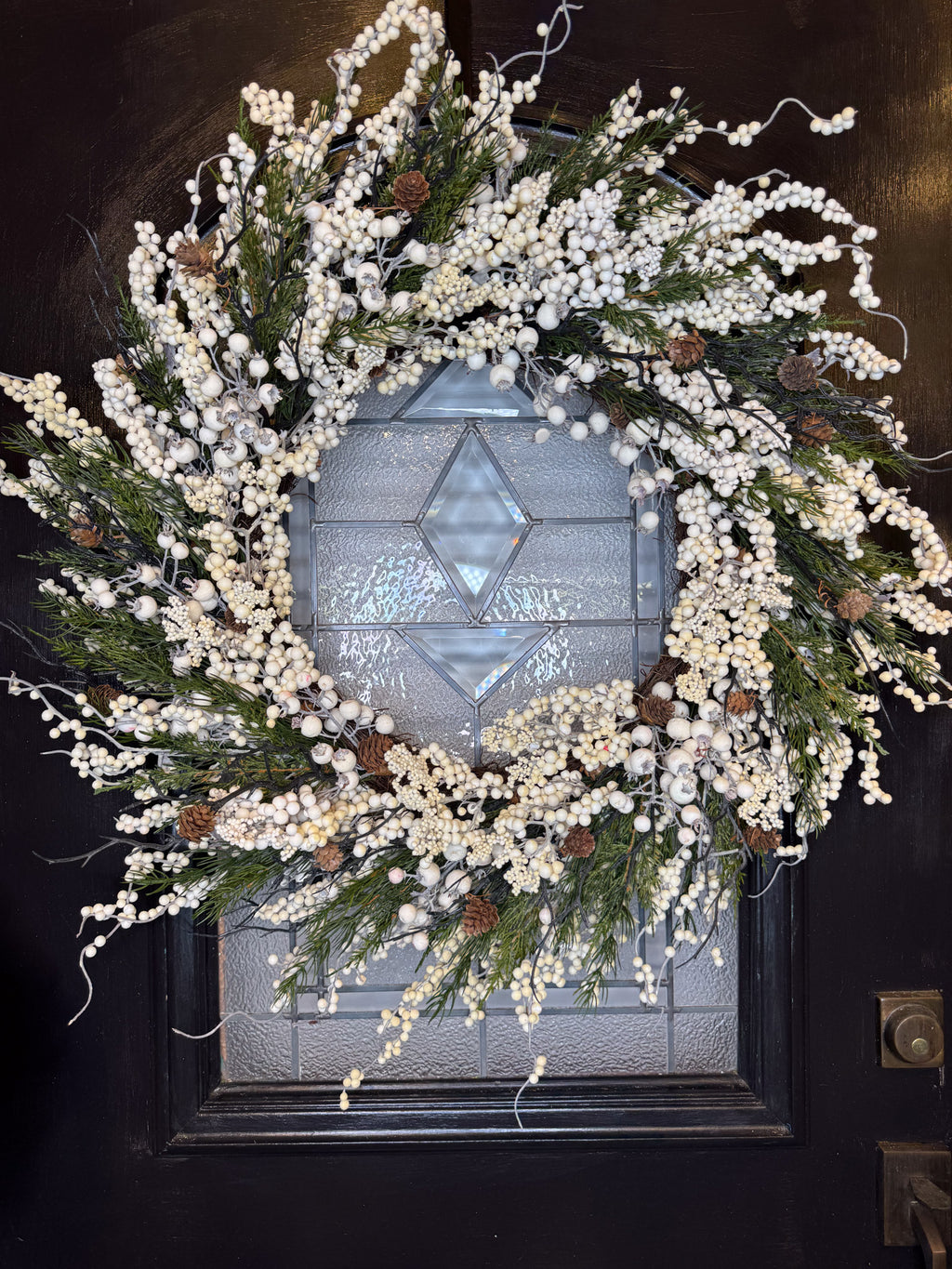 30" White Berry & Pine Wreath