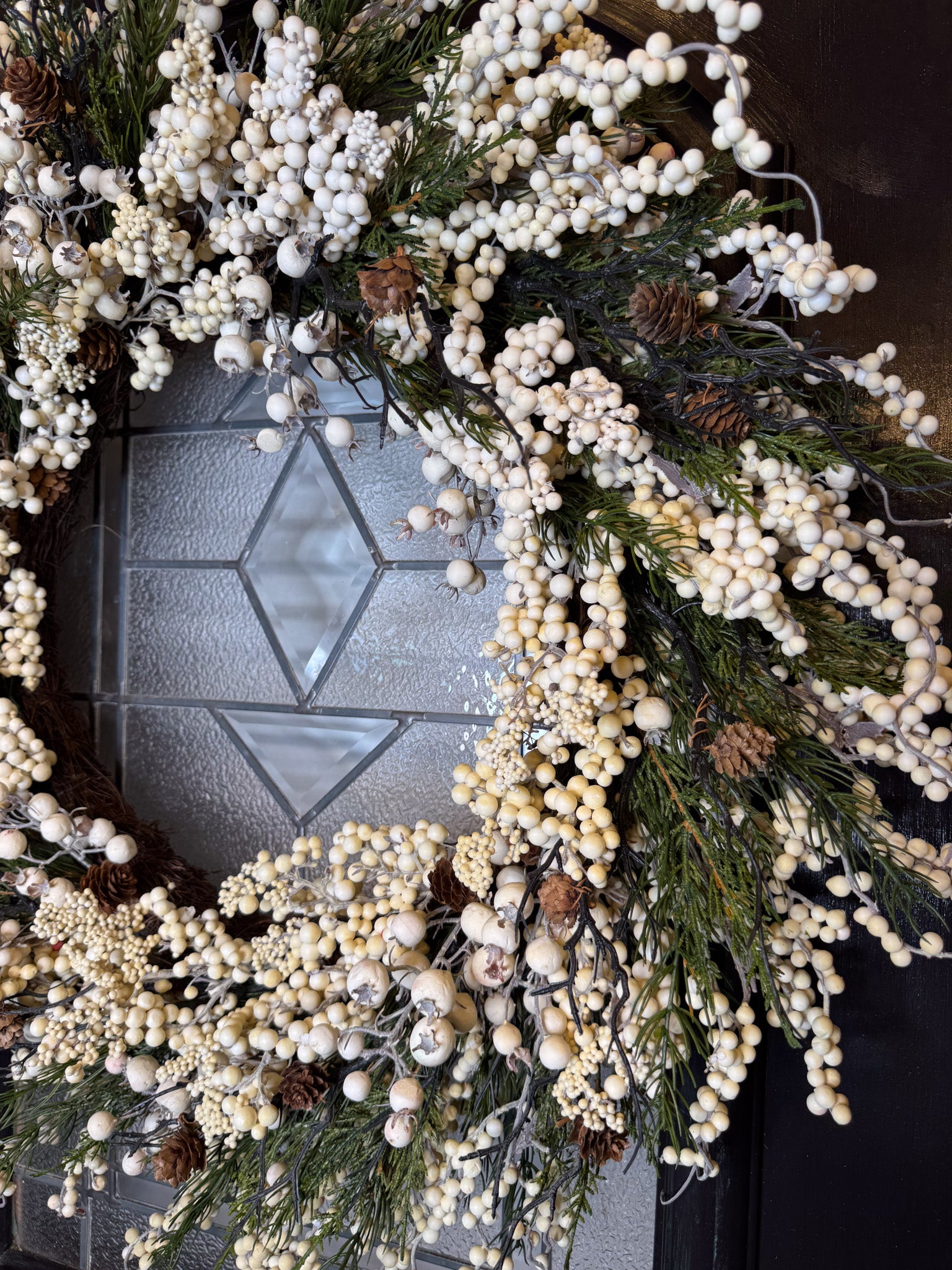 30" White Berry & Pine Wreath