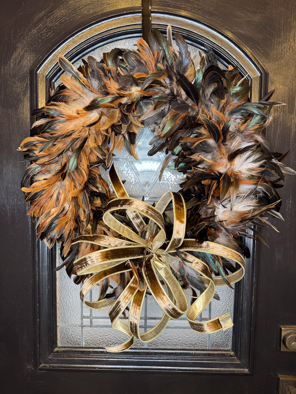 Feather Wreath with Bronze Bow