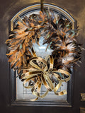 Feather Wreath with Bronze Bow