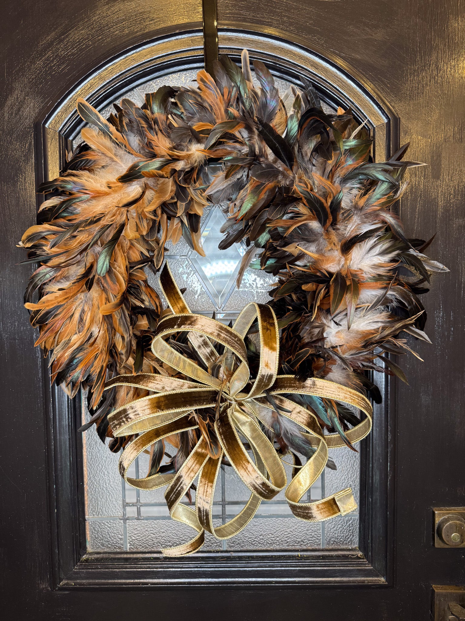 Feather Wreath with Bronze Bow