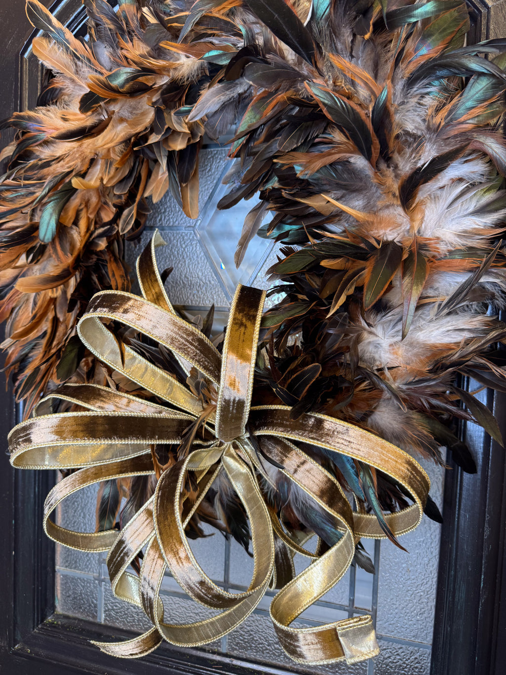 Feather Wreath with Bronze Bow