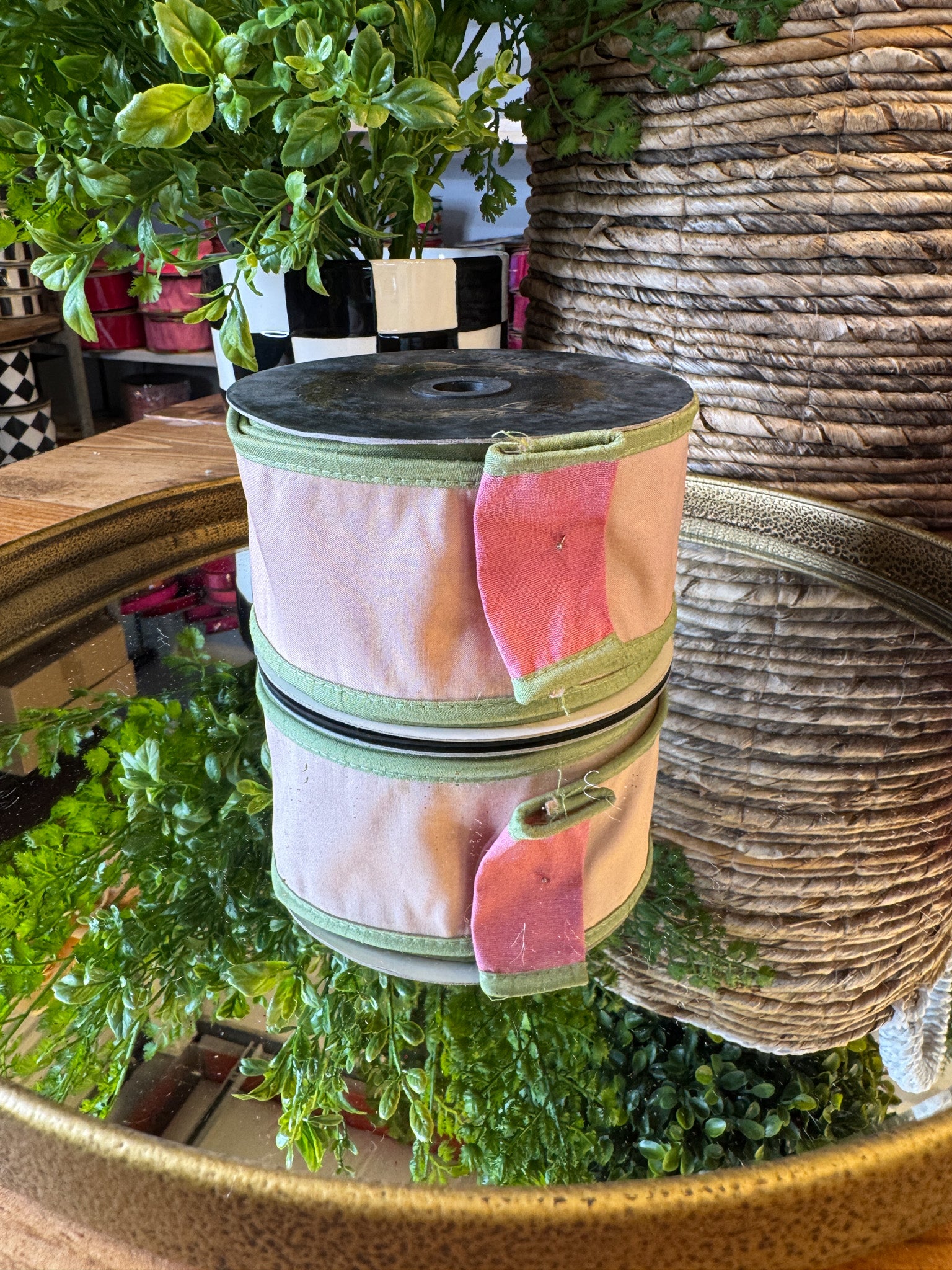 Pink & Green Taffeta JME Ribbon