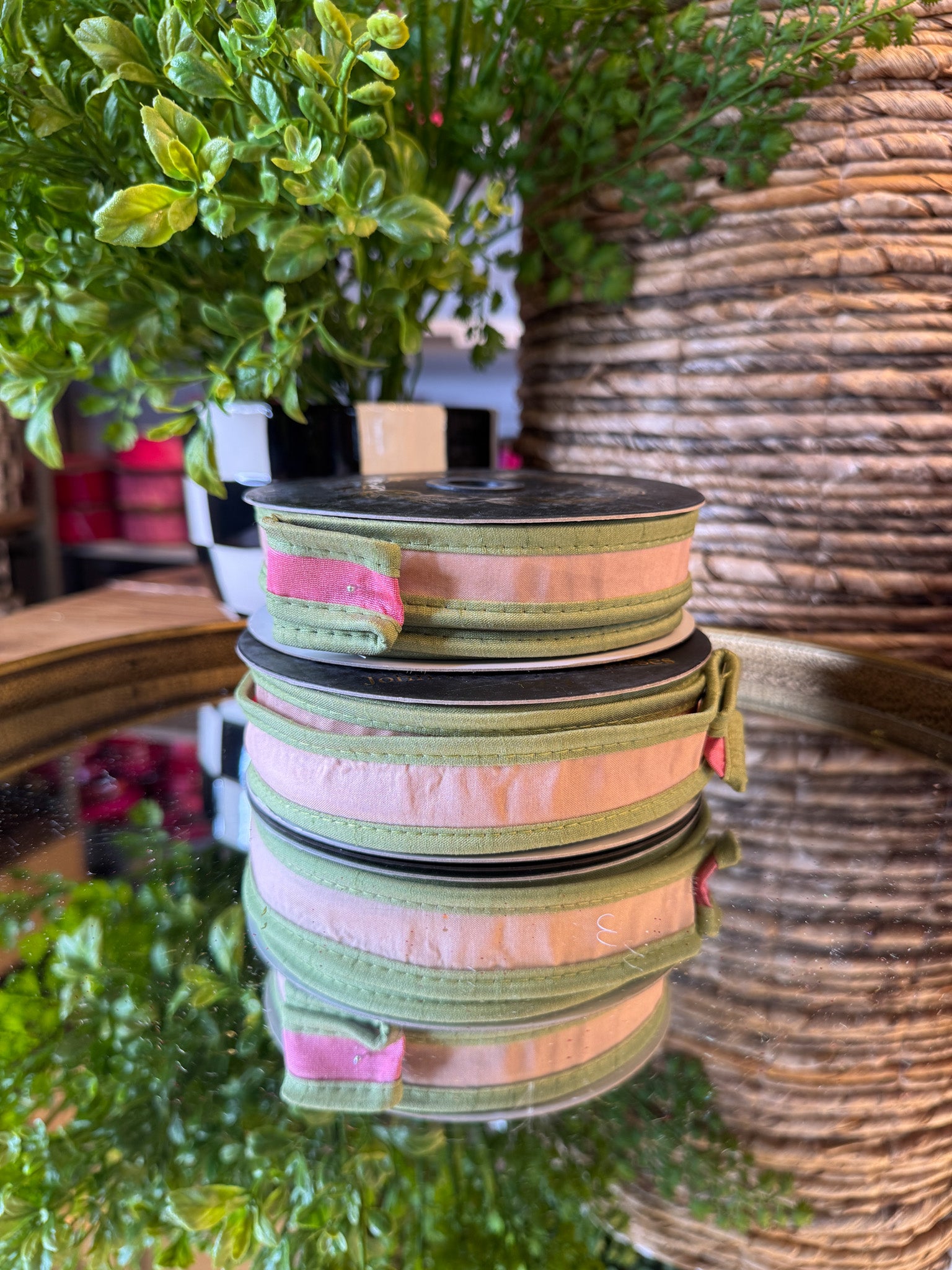Pink & Green Taffeta JME Ribbon