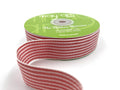 ~1" Soft Red/White Thick Woven Striped Ribbon