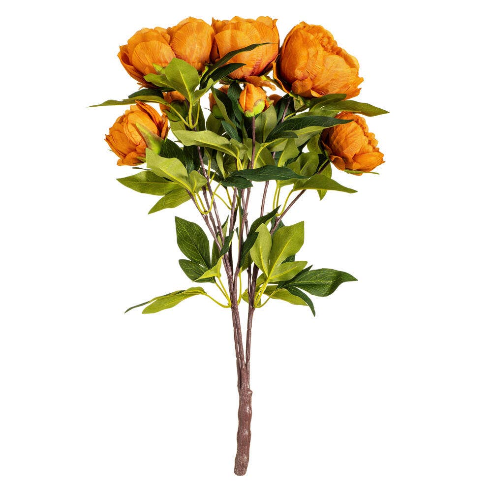 Vickerman 23" Artificial Coffee Peony Spray.: Coffee / Polyester / 23"