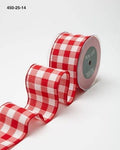 2.5" Red and White Woven Jumbo Check Ribbon
