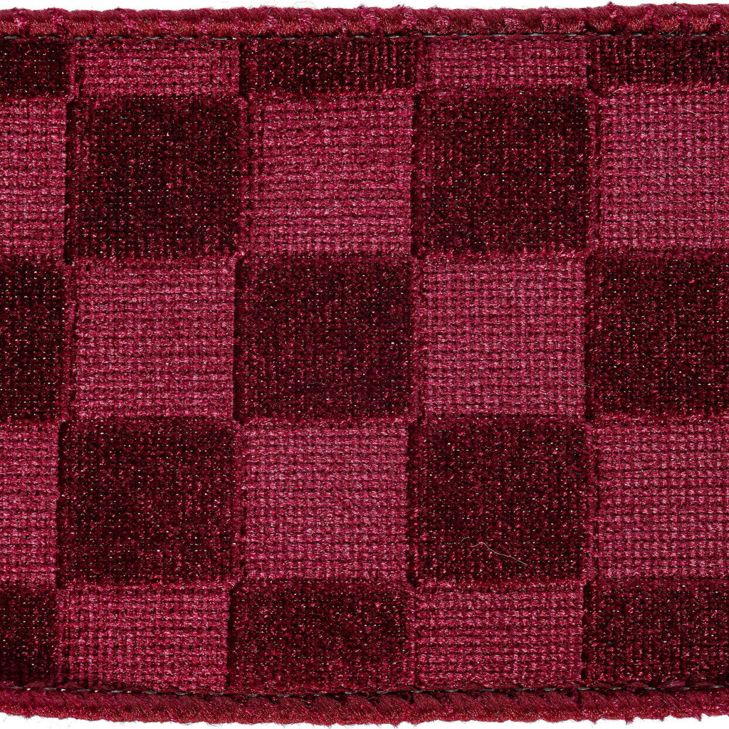 2.5"x10yd Burgundy Velvet Checkered: Burgundy / Polyester 50%, Nylon 50% / 2.5"x10yd