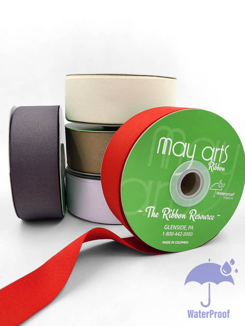 1.5" Weather Resistant Grosgrain Woven Ribbon, Green