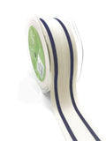 1.5" Woven Cotton Dark Navy Double Stripes Ribbon