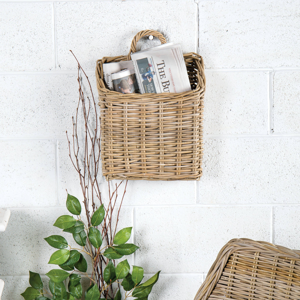 RECT KUBU RATTAN WALL BASKET
