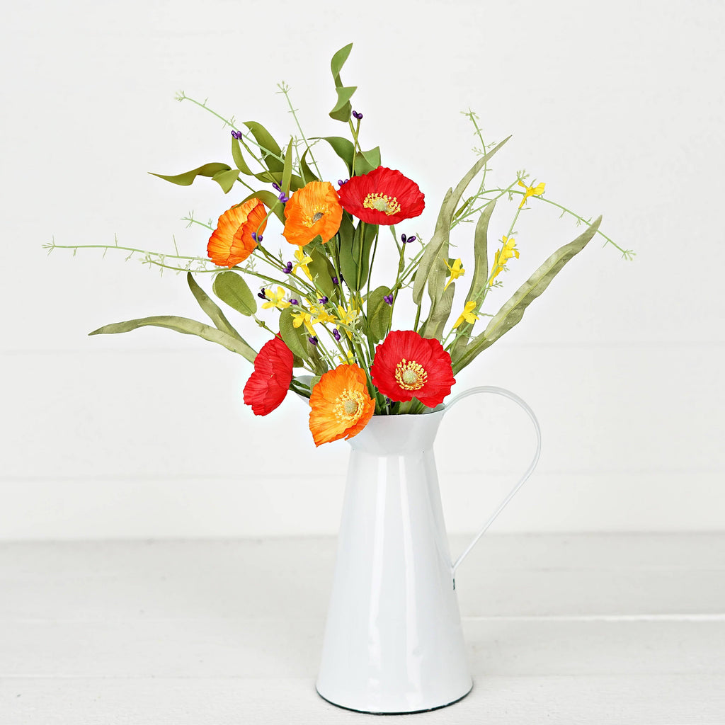 35575- 19in Bush-Orange Red Poppy w. Wild Flower