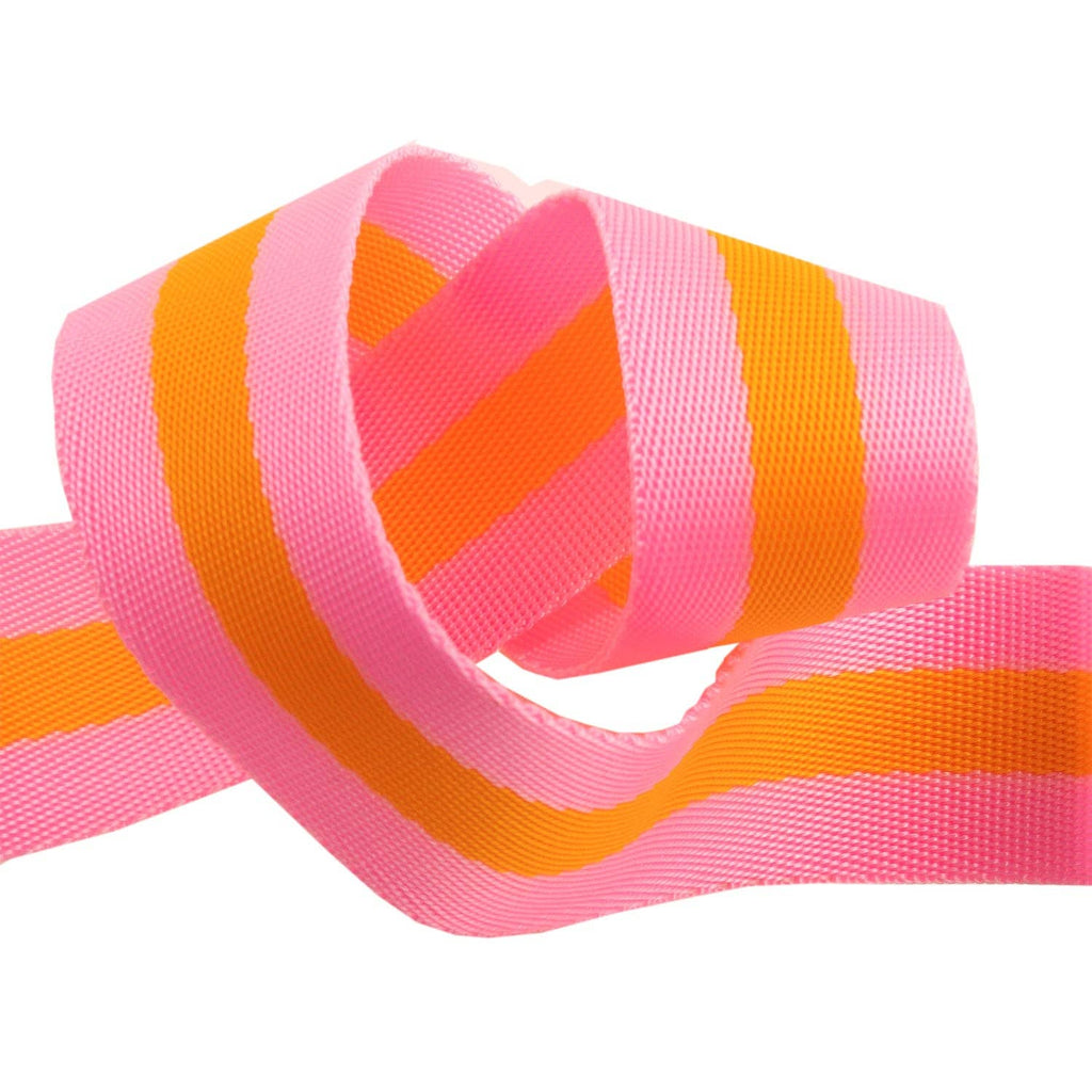 Pink and Orange - 1.5" Nylon Webbing - by Tula Pink - 16 Yard Spool
