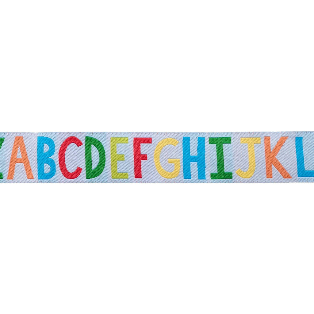 Alphabet Soup in Bright Sky - 7/8" width - Back to School by Stacy Iest Hsu - 15 Yard Spool