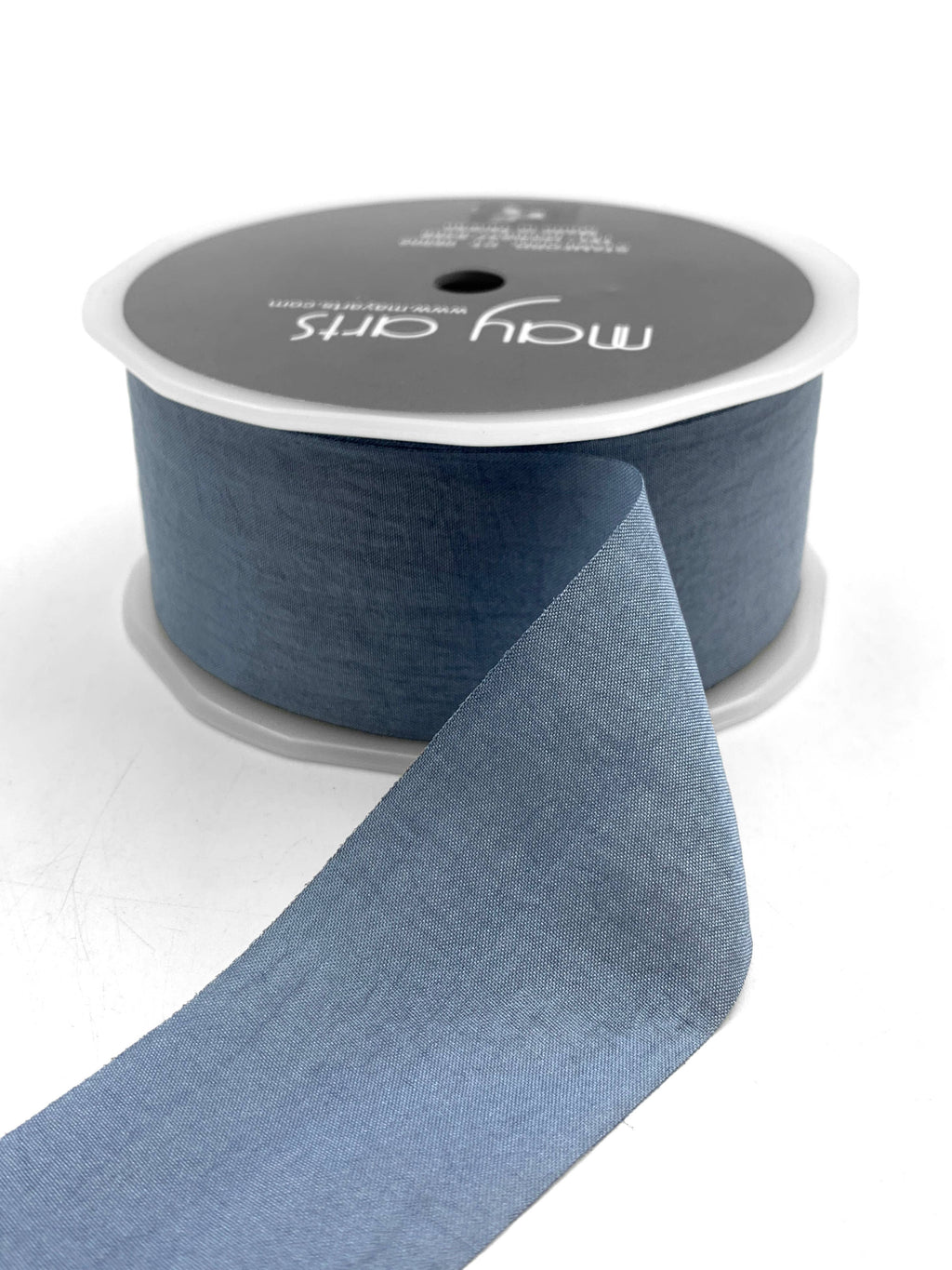 1.5 Inch Slate Blue Faux Silk Wrinkled Ribbon