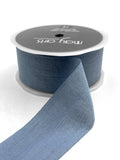 1.5 Inch Slate Blue Faux Silk Wrinkled Ribbon