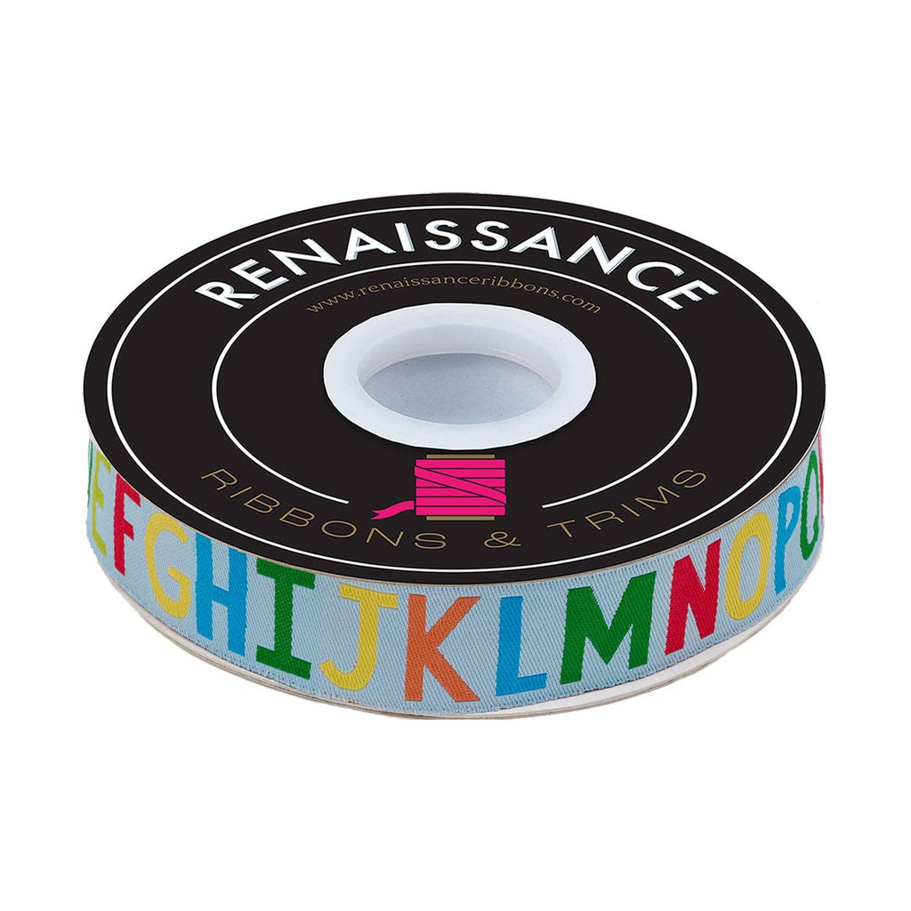 Alphabet Soup in Bright Sky - 7/8" width - Back to School by Stacy Iest Hsu - 15 Yard Spool
