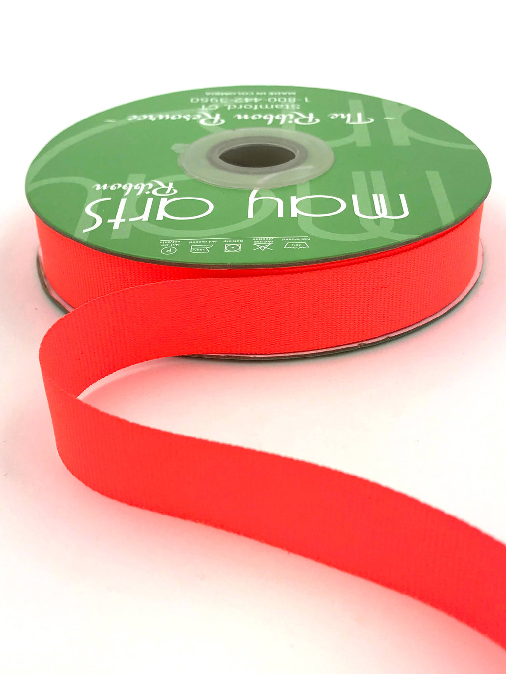 3/4" Neon Coral Woven Grosgrain Ribbon