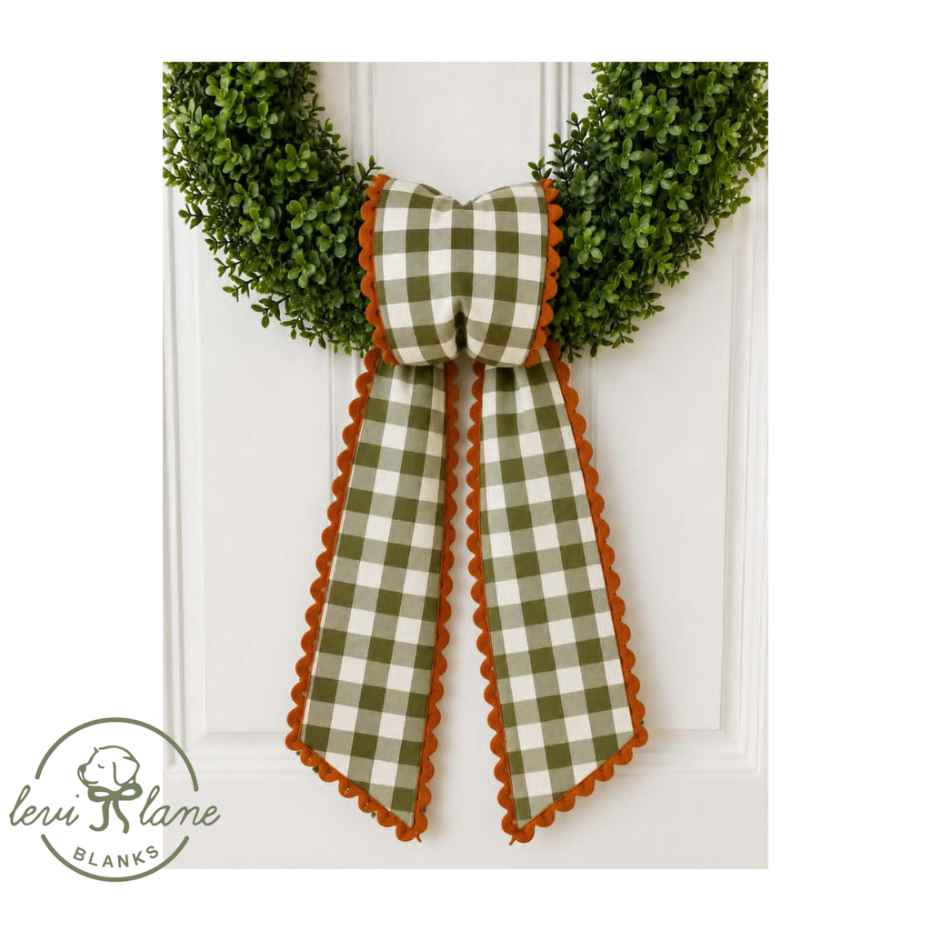 Fall Bow Wreath Sash Pre-Order - CAPPED - ETA End of August: Lavender with Orange Ric Rac
