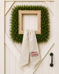 Wreath Sash | Merry Christmas Script: No / Satin - White