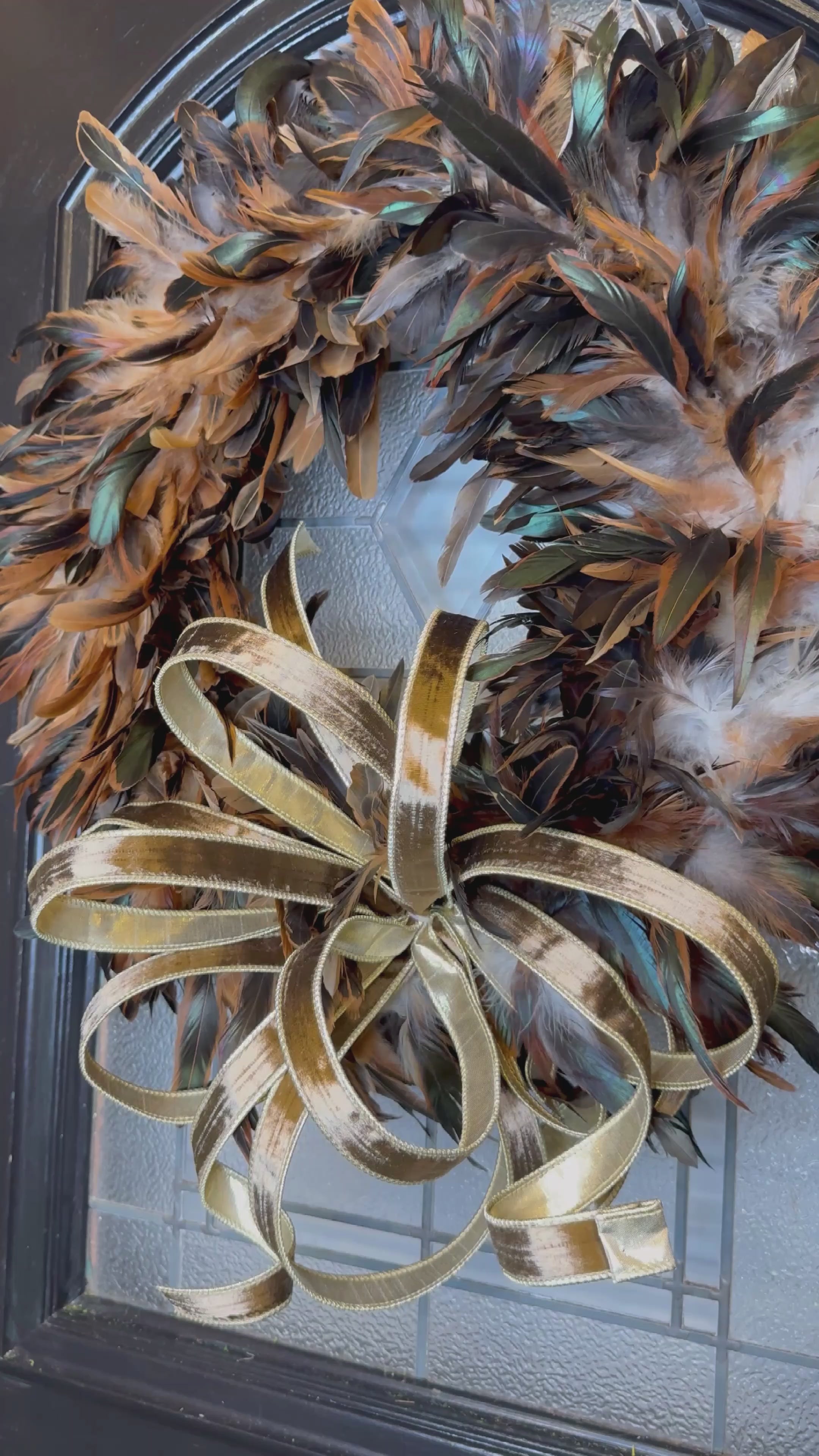 Feather Wreath with Bronze Bow